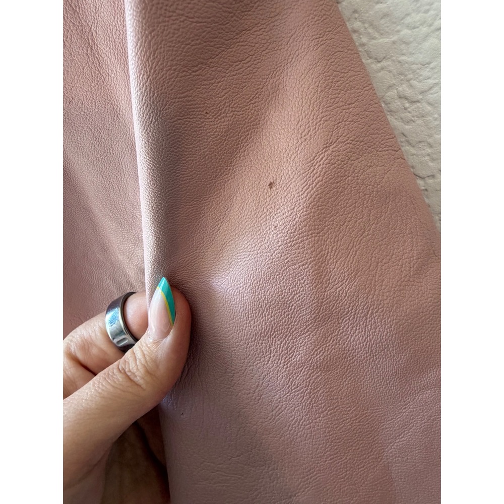Baccini Dusty Pink Faux Leather Peplum Jacket Plus Size 2X Mock Neck Zip Front - Picture 7 of 9